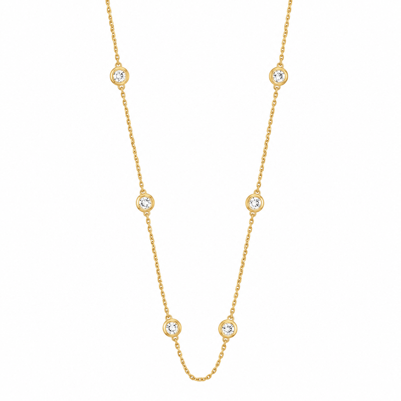 14K Gold Natural Diamond by the Yard 3.5MM Necklace
