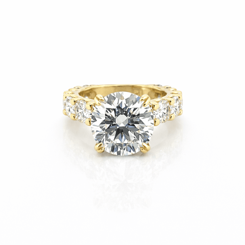 14K Gold 5.00 Carat Lab Grown Round Diamond Under Halo U Prong Engagement Ring