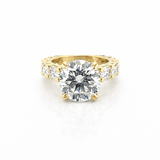 14K Gold 5.00 Carat Lab Grown Round Diamond Under Halo U Prong Engagement Ring