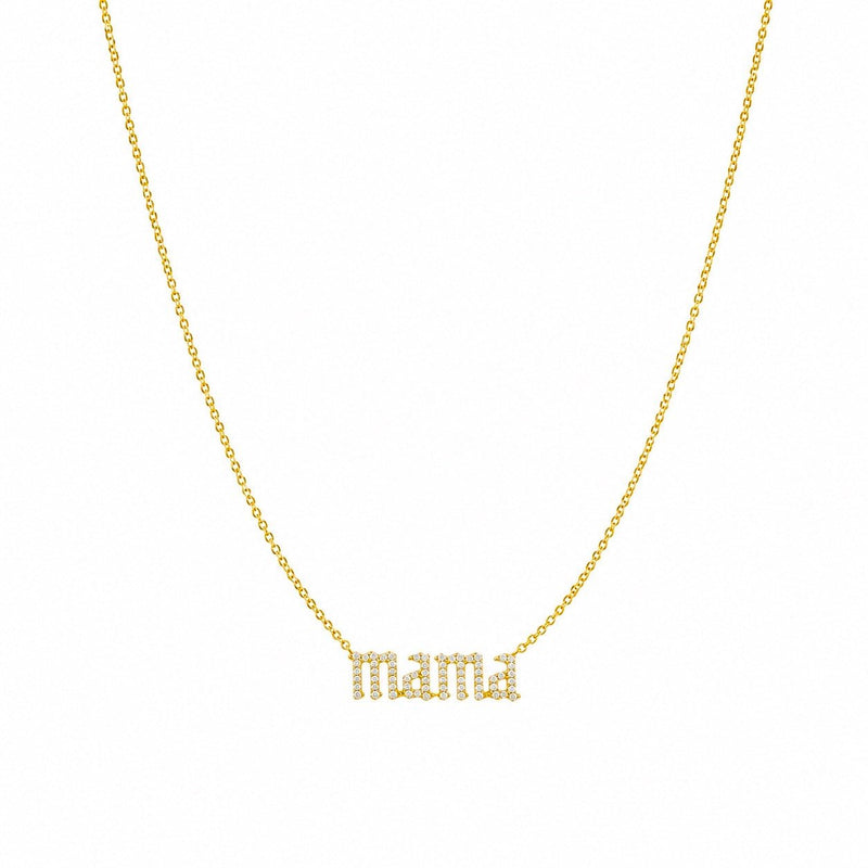 14K Gold Old English Mama Diamond Pendant