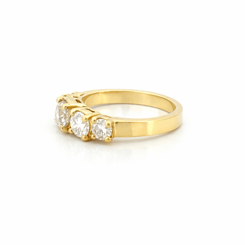 14K Gold 1.50 Carat 5 Round Natural Basket Set Diamond Ring