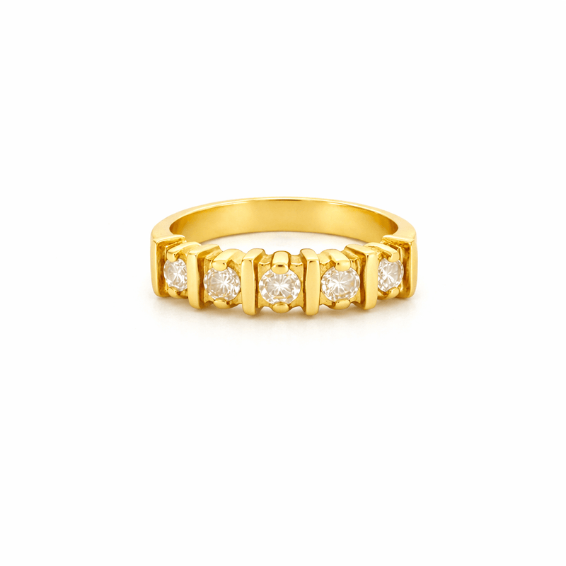 14K Gold Thick Prong Round Diamond Band
