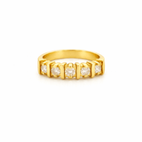 14K Gold Thick Prong Round Diamond Band