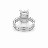 14K Gold 7.00 Carat Lab Grown Radiant Diamond Prong Set Under Halo Engagement Set