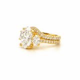 14K Gold Three Stone 3.00 Carat Lab Grown Oval Engagement Set
