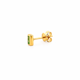 14K Gold Baguette Cut Emerald Bezel Stud Earrings