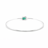 14K Gold Emerald Halo Bangle Bracelet