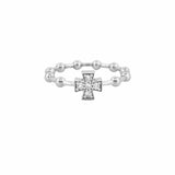 14K Gold Diamond Formée Cross Bead Station Band