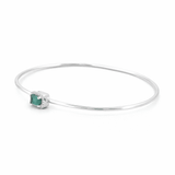 14K Gold Emerald Halo Bangle Bracelet