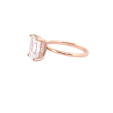 14K Gold 3.00 Carat Lab Grown Emerald Diamond Under Halo Solitaire Engagement Ring