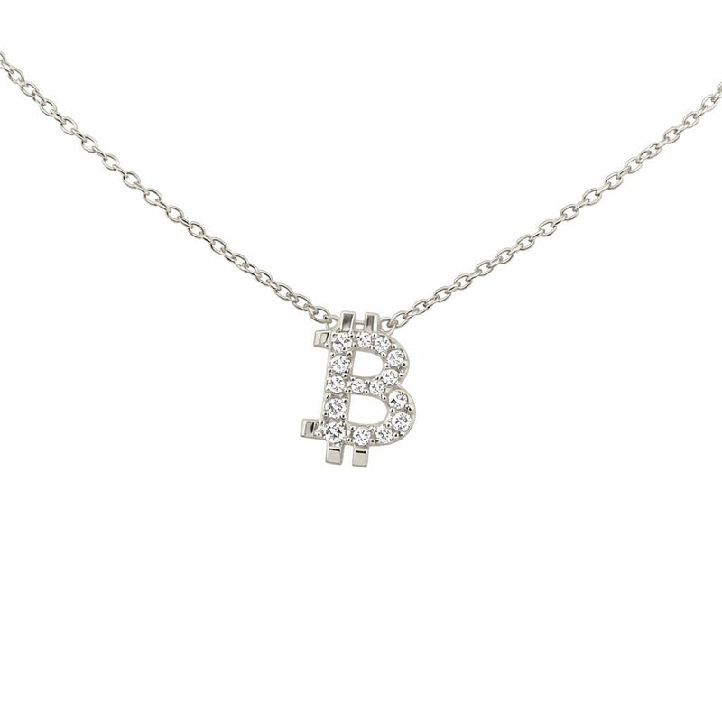 14K Gold Diamond Bitcoin Pendant Necklace