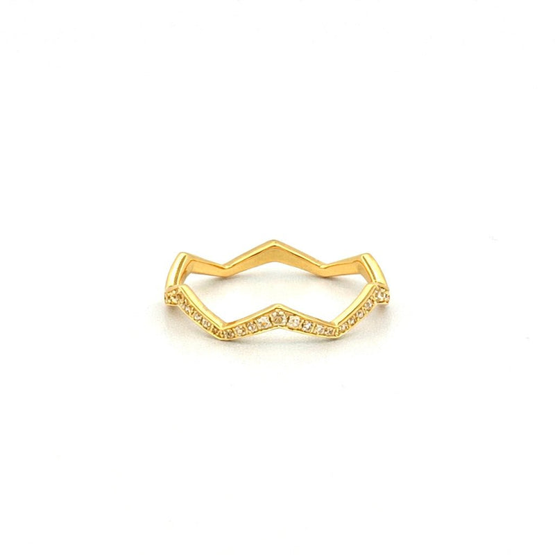14K Gold Zig Zag Pave Diamond Band