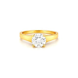 14K Gold 1.50 Carat Round Cut Lab Grown Diamond Thick Cathedral Solitaire Engagement Ring