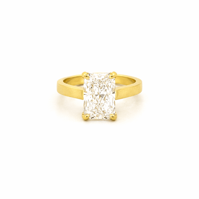 14K Gold 3.00 Carat Lab Grown Radiant Diamond Cathedral Under Halo Engagement Ring