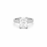 14K Gold 3.00 Carat Lab Grown Radiant Diamond Cathedral Under Halo Engagement Ring