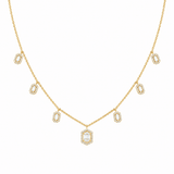 14K Gold Hexagon Cluster Diamond Necklace