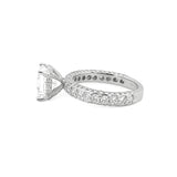 14K Gold 3.00 Carat Lab Grown Princess Diamond Under Halo 3D Engagement Ring