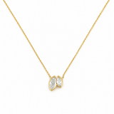 14K Gold Lab Grown Duo Marquise Bezel Pendant Bolo Necklace