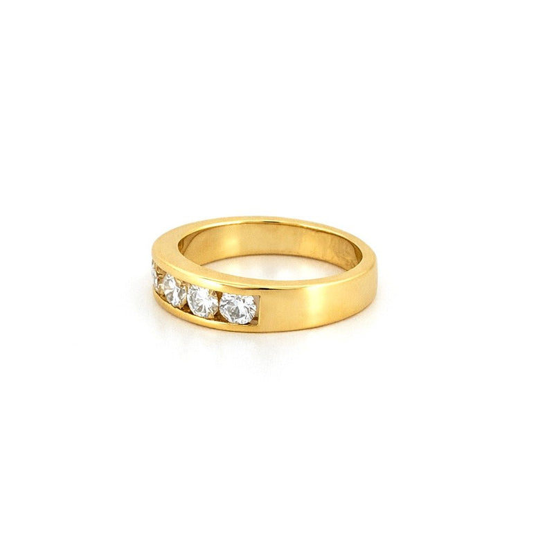 14K Gold Five Round Diamond Channel Set Band