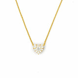 14K Gold Cluster Heart Diamond Pendant Necklace