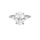 14K Gold 3.50 Lab Grown Oval Diamond Station Marquise Engagement Ring