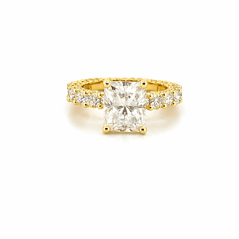 14K Gold Radiant 3.50 Carat Moissanite U Prong Eternity Engagement Ring