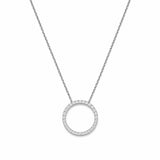 14K Gold Open Circle Diamond Pendant Necklace