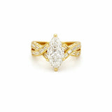 14K Gold 3.50 Carat Lab Grown Marquise Diamond Baguette Cross Filigree Engagement Ring