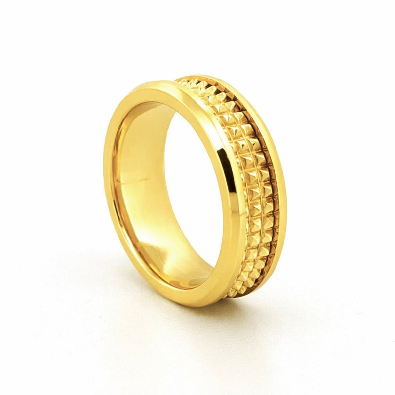 14K Gold Spiked Mens Band