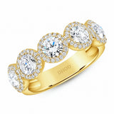 14K Gold Diamond Halo 2.5MM Band