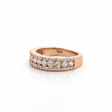 14K Gold Channel Set Diamond Three Row Pave Band