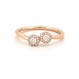 14K Gold Duo Round Halo Diamond Band
