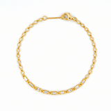 14K Gold Round and Baguette Link Diamond Bracelet