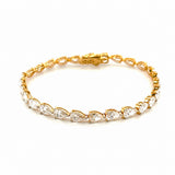 14K Gold East West 4MM Lab Grown Pear Cut Diamond Tennis Bracelet