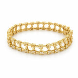 14K Gold Diamond Flower Shape Rail Bracelet