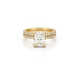14K Gold 2.00 Carat Lab Grown Radiant Diamond Under Halo Engagement Wedding Set