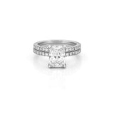 14K Gold 2.00 Carat Lab Grown Radiant Diamond Under Halo Engagement Wedding Set