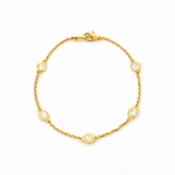 14K Gold Bezel Natural Diamond By the Yard 4.9MM Bracelet
