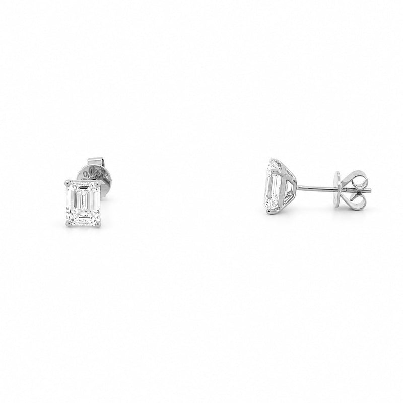 14K Gold 2.00 Carat Lab Grown Emerald Diamond Stud Earrings