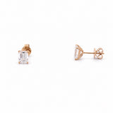 14K Gold 2.00 Carat Lab Grown Emerald Diamond Stud Earrings