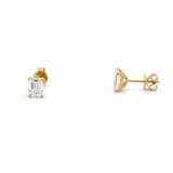 14K Gold 2.00 Carat Lab Grown Emerald Diamond Stud Earrings