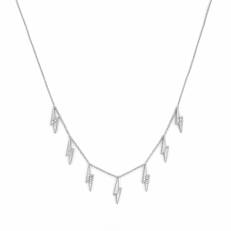 14K Gold Lightning Diamond Station Necklace