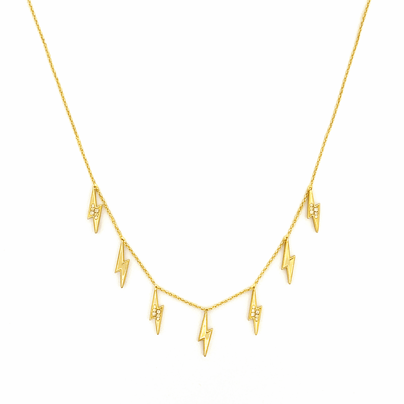 14K Gold Lightning Diamond Station Necklace