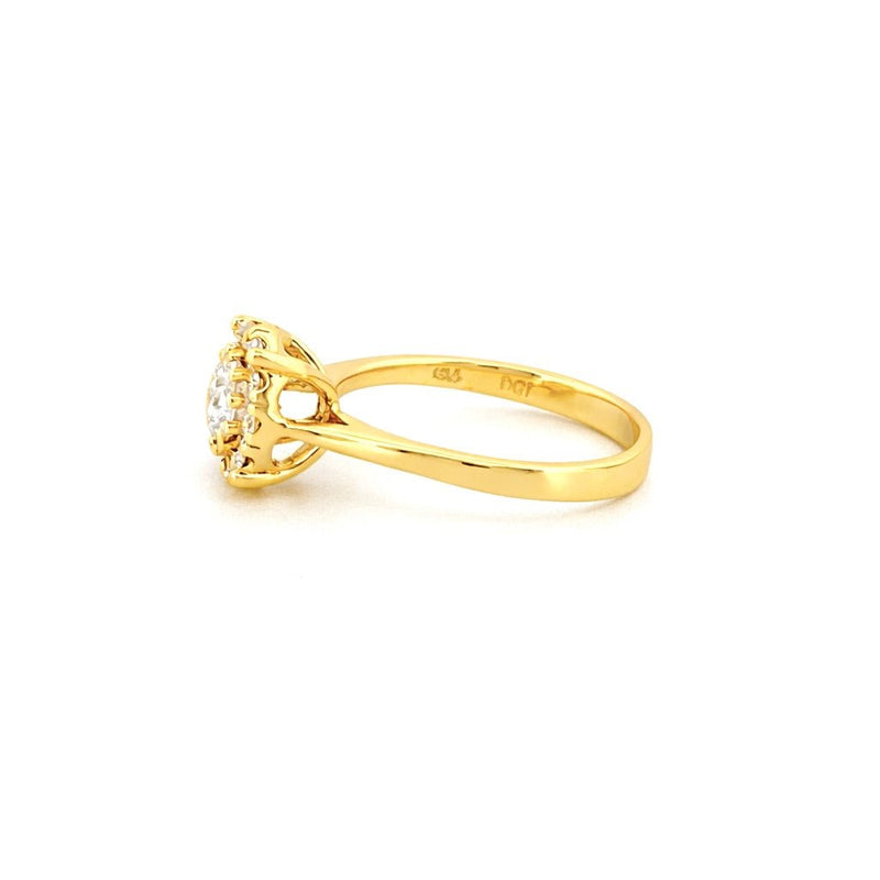 14K Gold Round Halo Engagement Ring