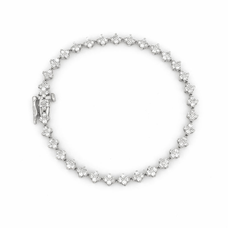 14K Gold Natural Flower Diamond Tennis Bracelet