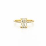 14K Gold 2.00 Carat Lab Grown Radiant Diamond Prong Set Under Halo Engagement Ring