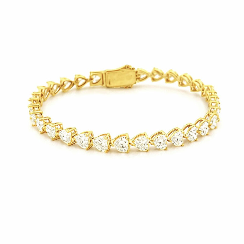 14K Gold Heart Diamond Tennis Bracelet