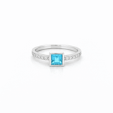 14K Gold Princess Blue Tourmaline Bezel Ring