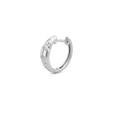 14K Gold Emerald Cut Inset Rounded Diamond Huggie Earrings