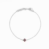14K Gold Clover Ruby Charm Bracelet